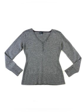 Mountain Equipment Coop grey Henley merino wool layering sweater XS
